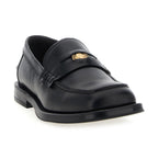 Moschino Black Velvet Leather Slip-On Loafers