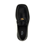 Moschino Black Velvet Leather Slip-On Loafers
