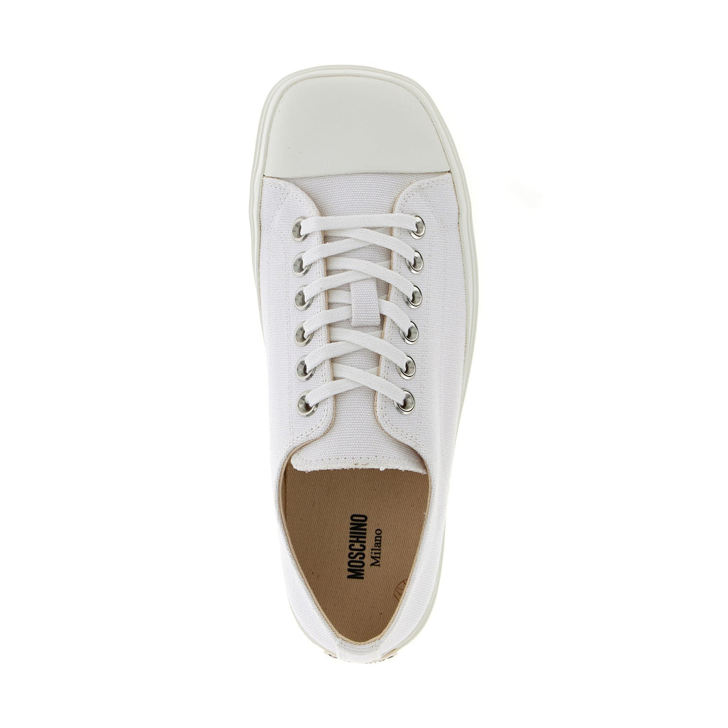 Moschino White Cotton Low Top Sneakers