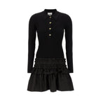 Ganni Black Viscose Short Dress