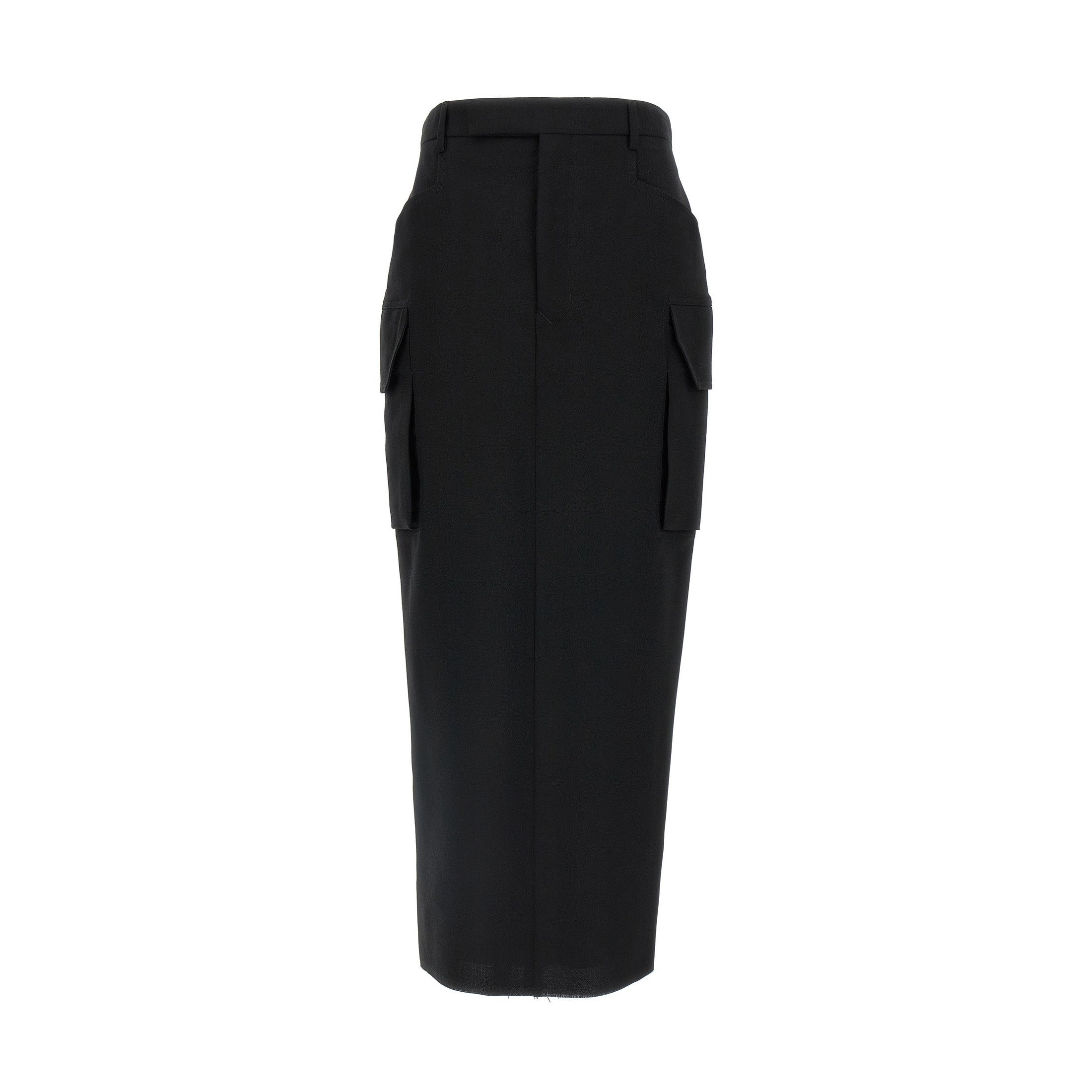Rick Owens Black Wool Midi Skirt