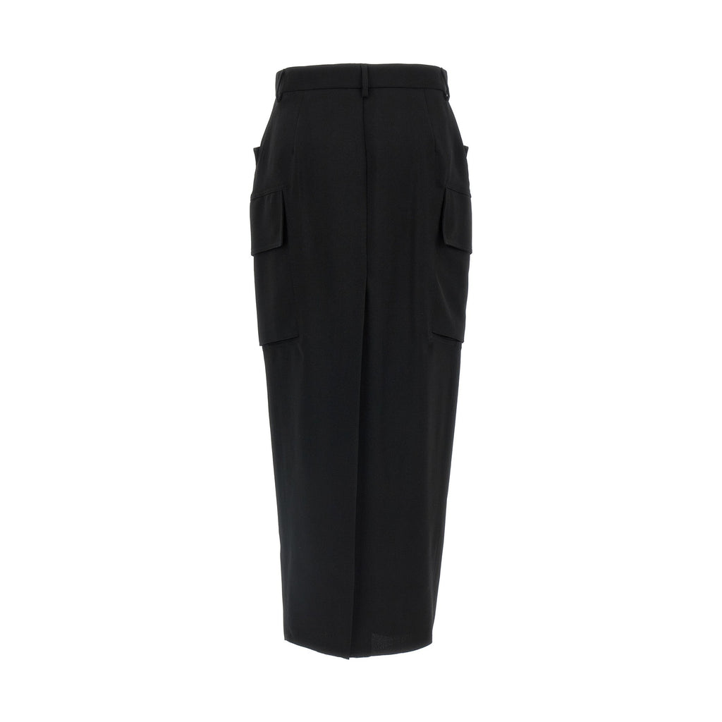 Rick Owens Black Wool Midi Skirt