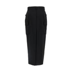 Rick Owens Black Wool Midi Skirt