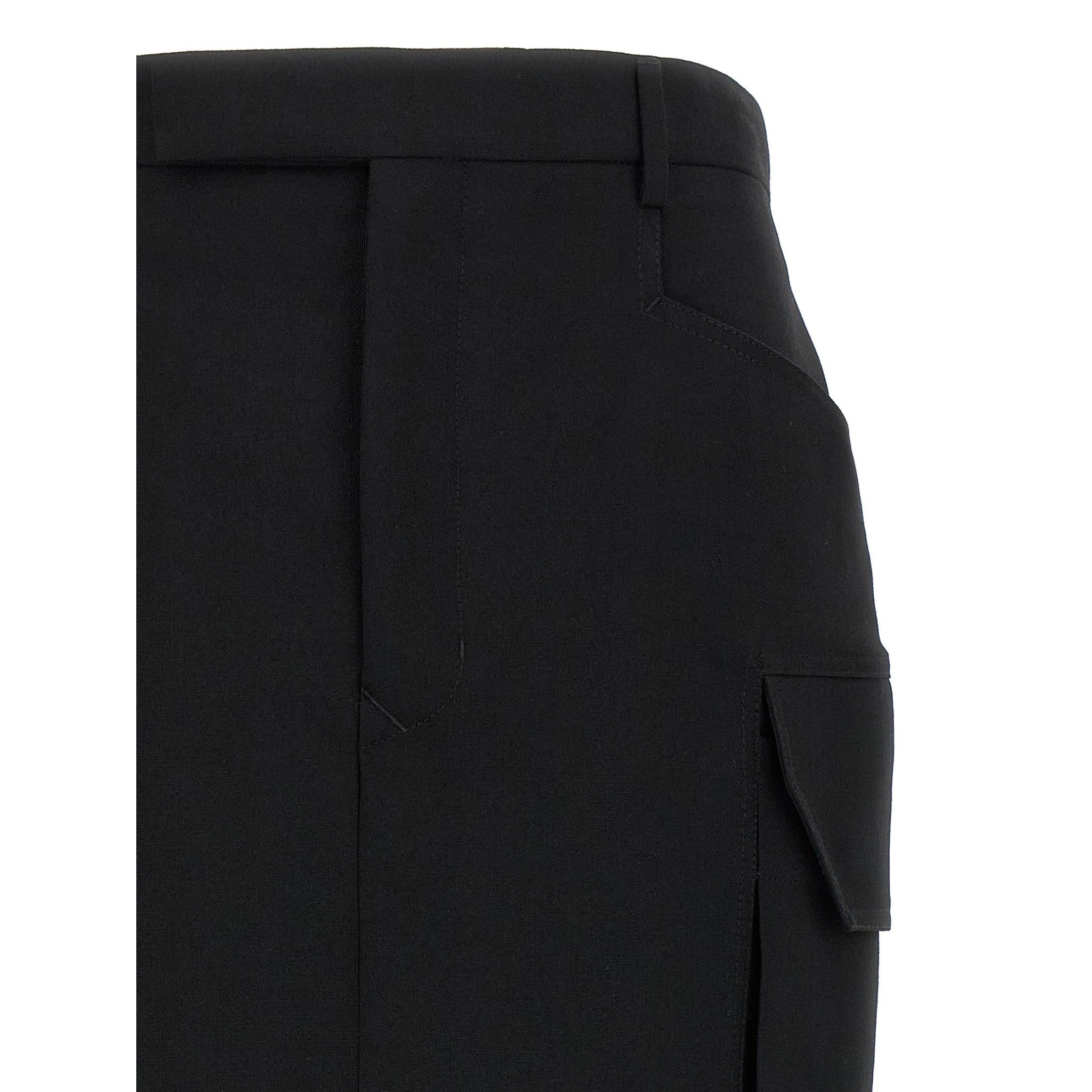 Rick Owens Black Wool Midi Skirt