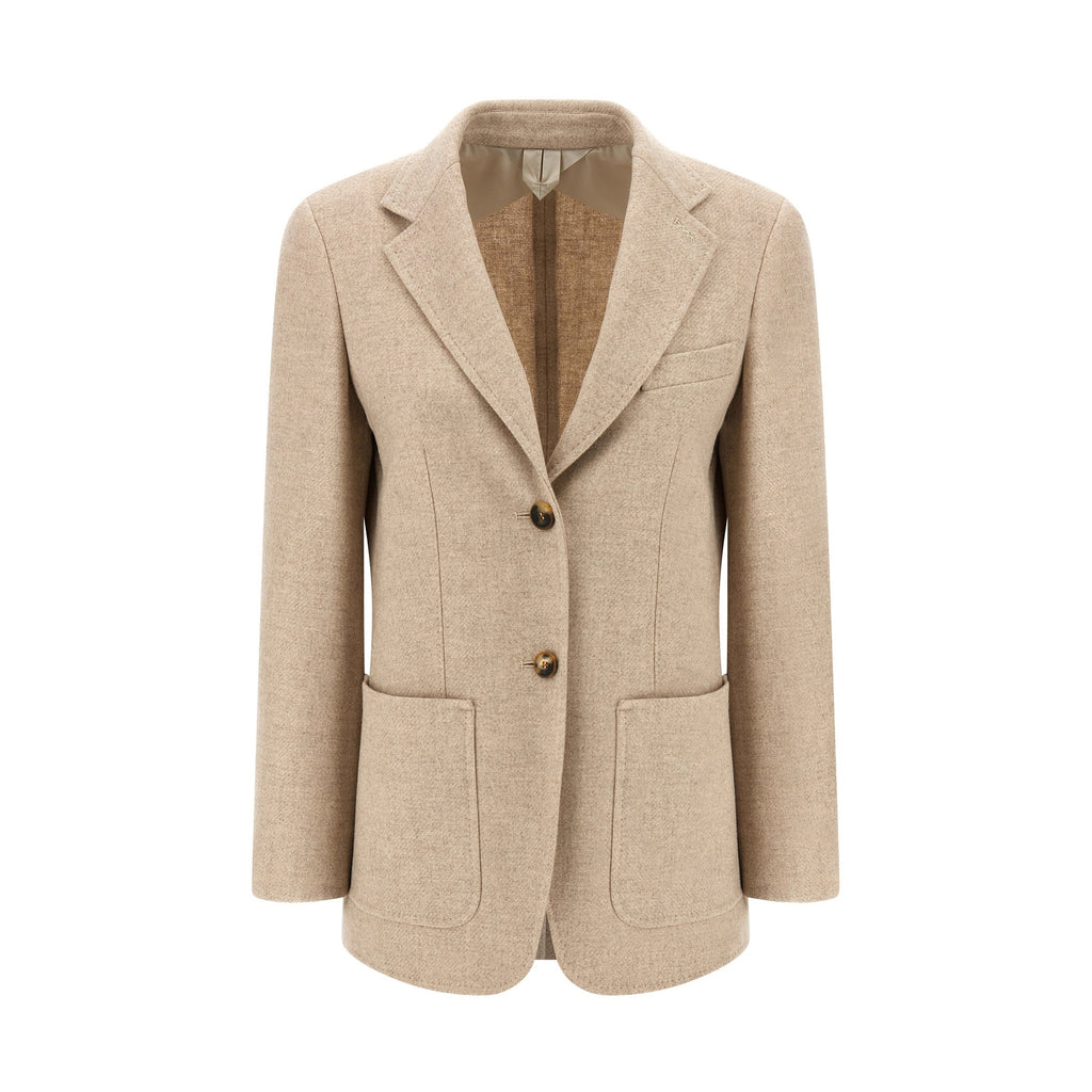 Max Mara Beige Alpaca Leather Blazer