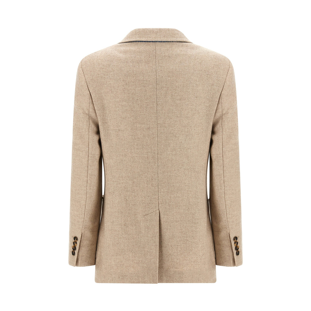 Max Mara Beige Alpaca Leather Blazer
