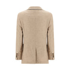 Max Mara Beige Alpaca Leather Blazer