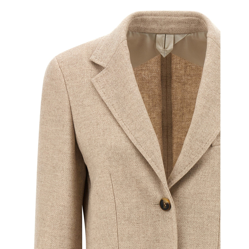 Max Mara Beige Alpaca Leather Blazer