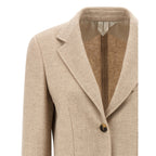 Max Mara Beige Alpaca Leather Blazer