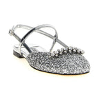 Jimmy Choo Silver Tencel Ballet Flats