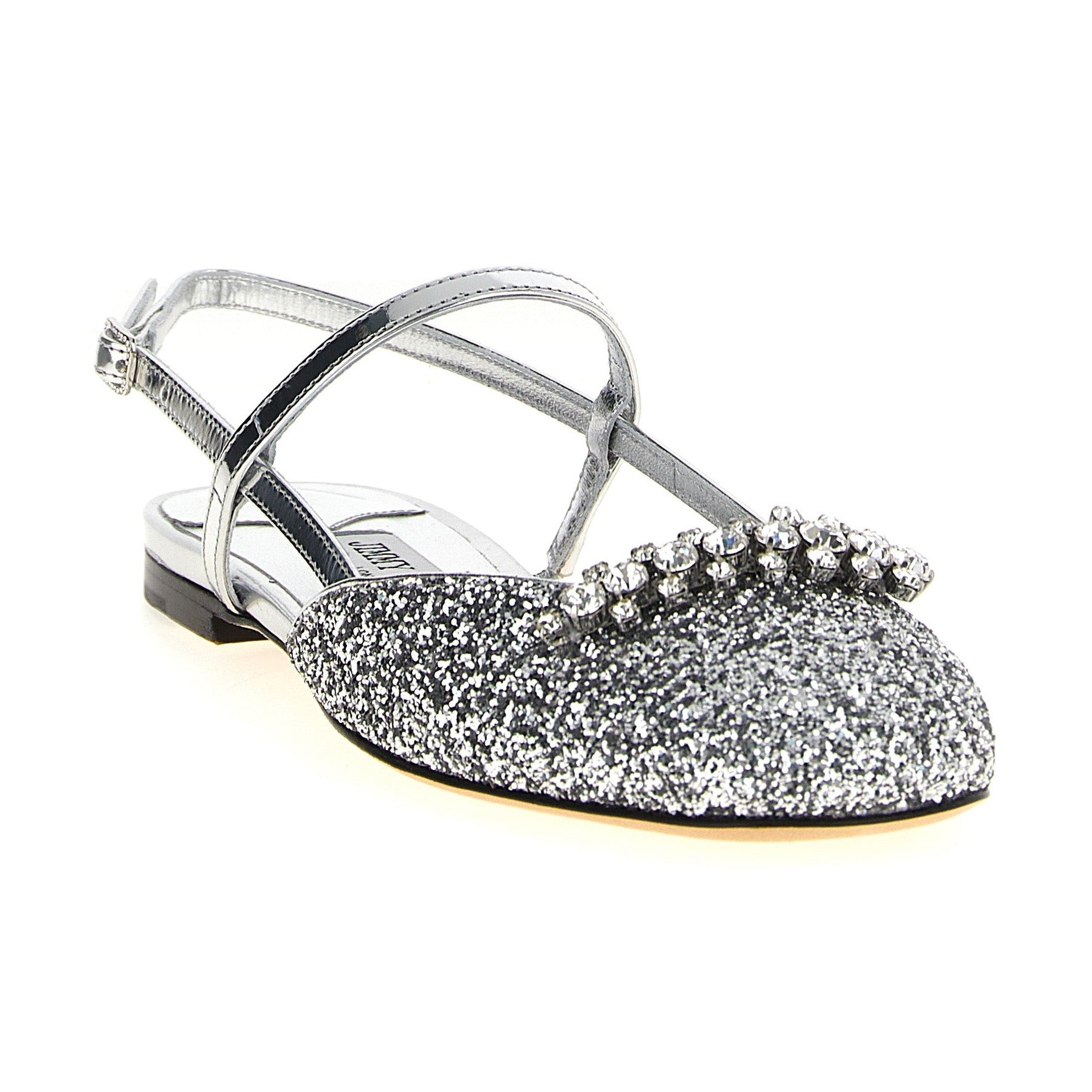 Jimmy Choo Silver Tencel Ballet Flats