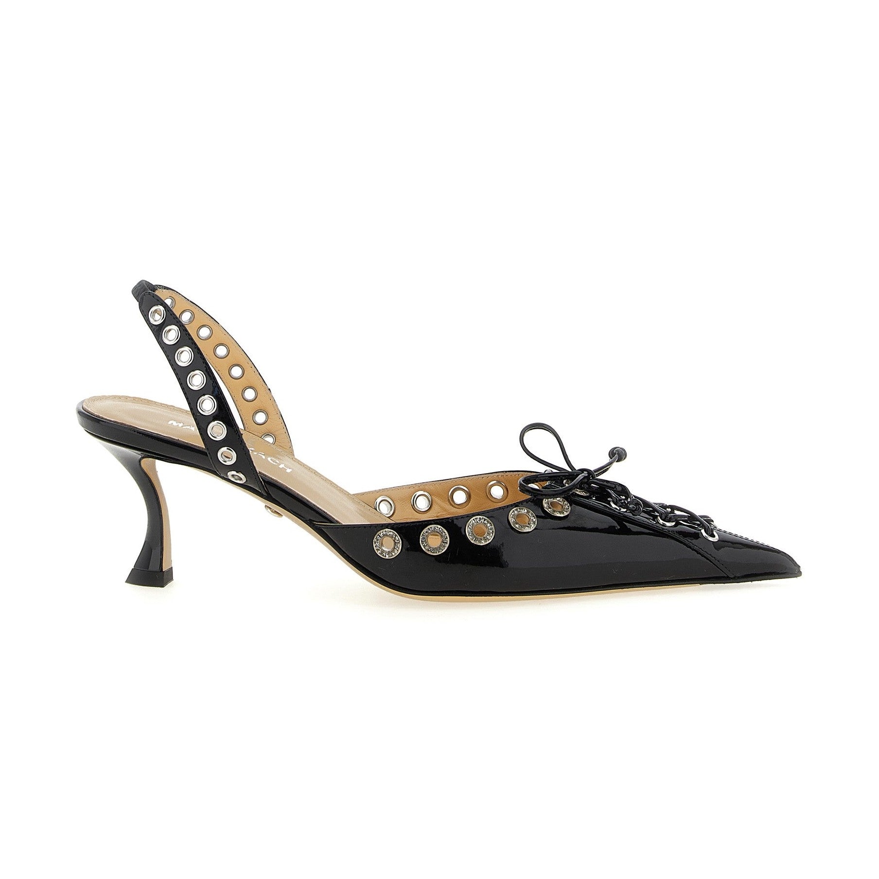 MACH & MACH Black Calfskin Mid Heel Pumps