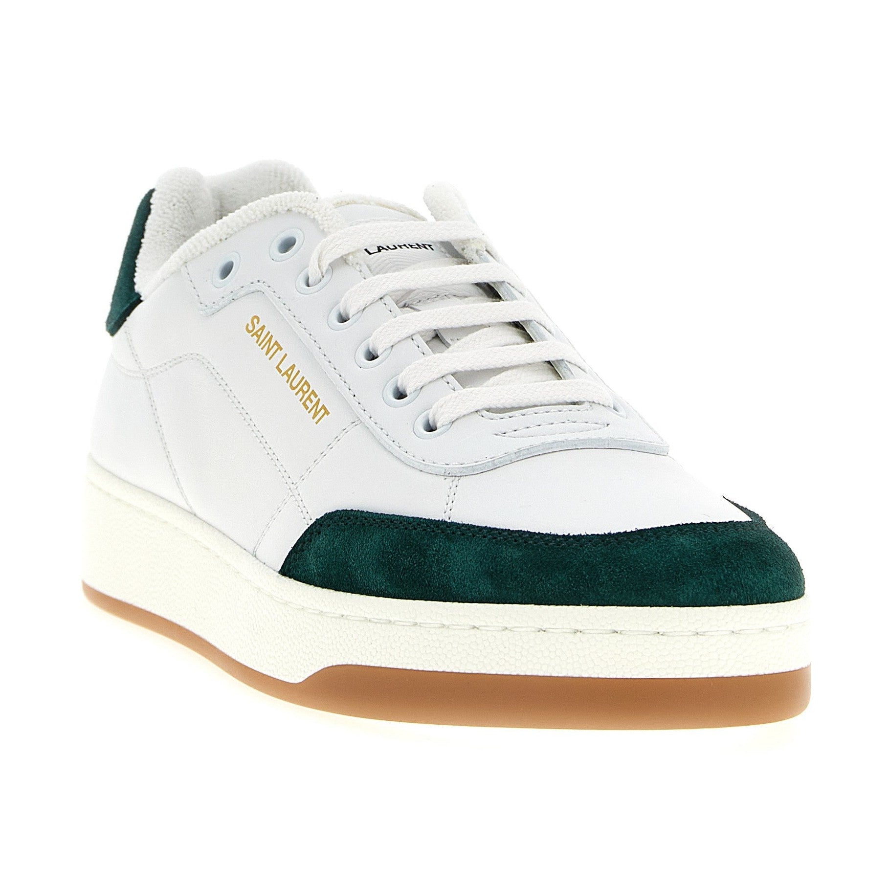 Saint Laurent Bicolor Calfskin Low Top Sneakers