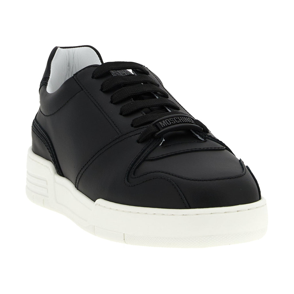 Moschino Black Leather Low Top Sneakers