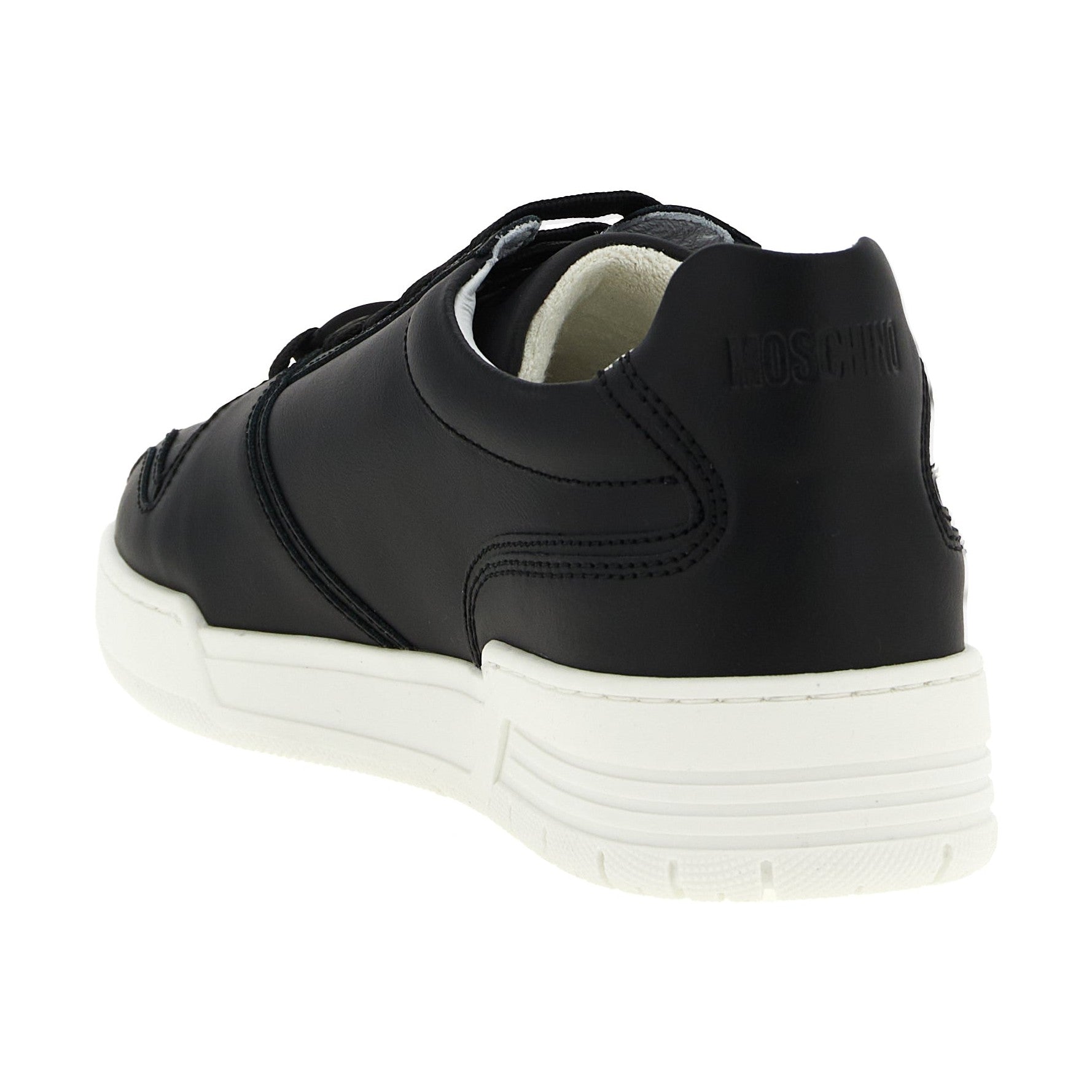 Moschino Black Leather Low Top Sneakers