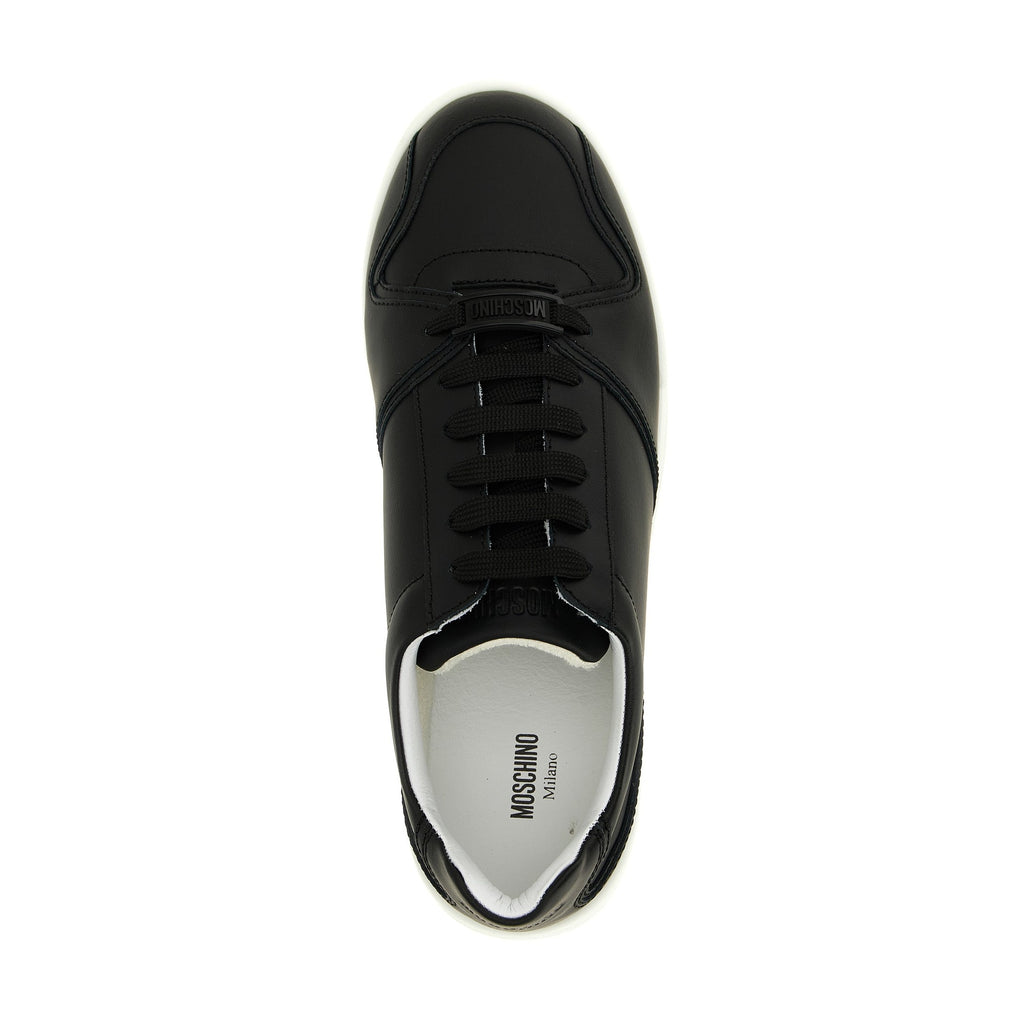 Moschino Black Leather Low Top Sneakers