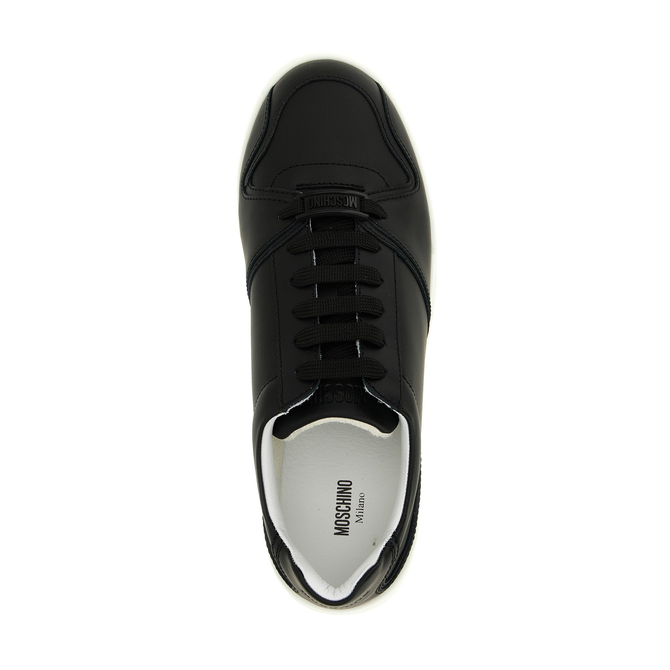 Moschino Black Leather Low Top Sneakers