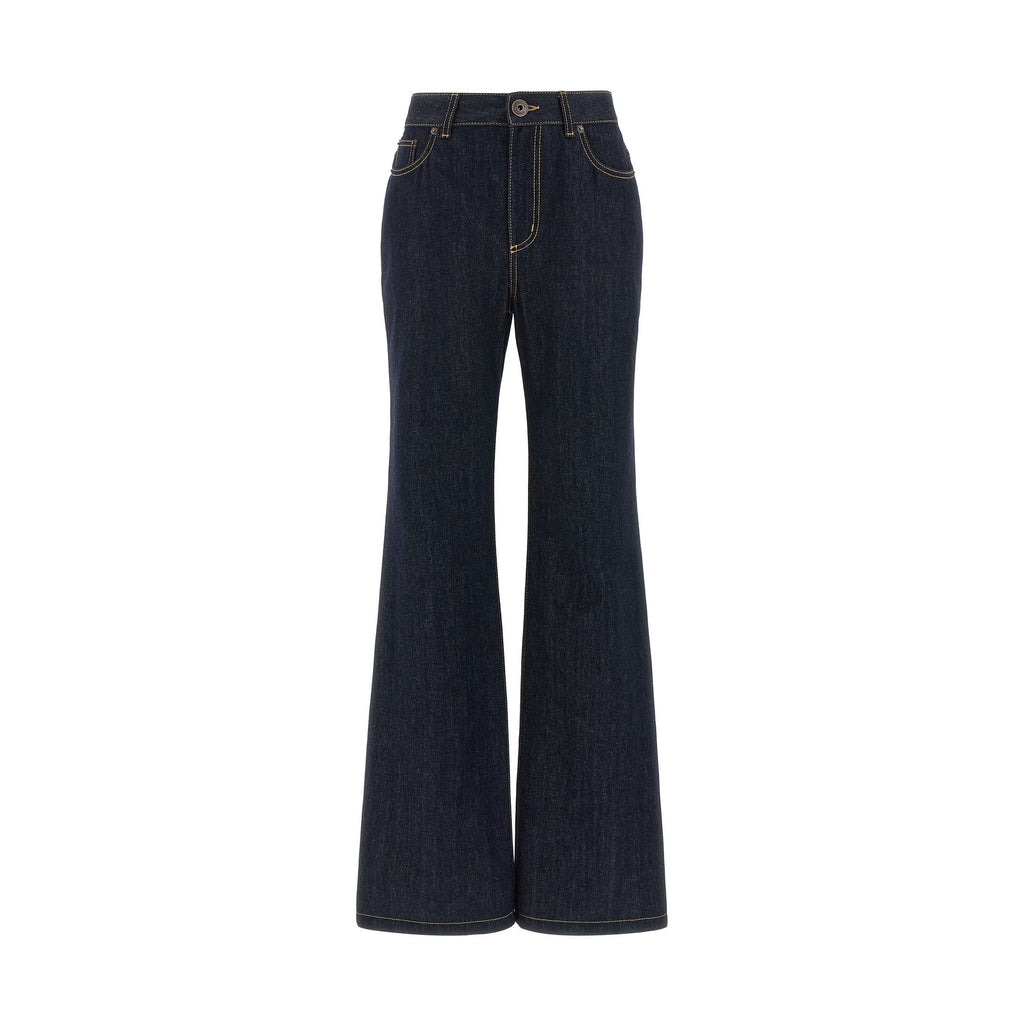 Alexander McQueen Blue Cotton Flared Jeans