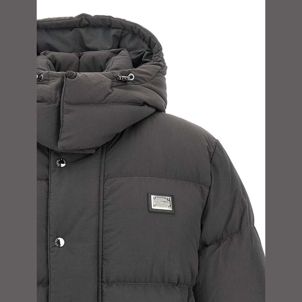 Dolce & Gabbana Gray Polyamide Full-Length Jacket