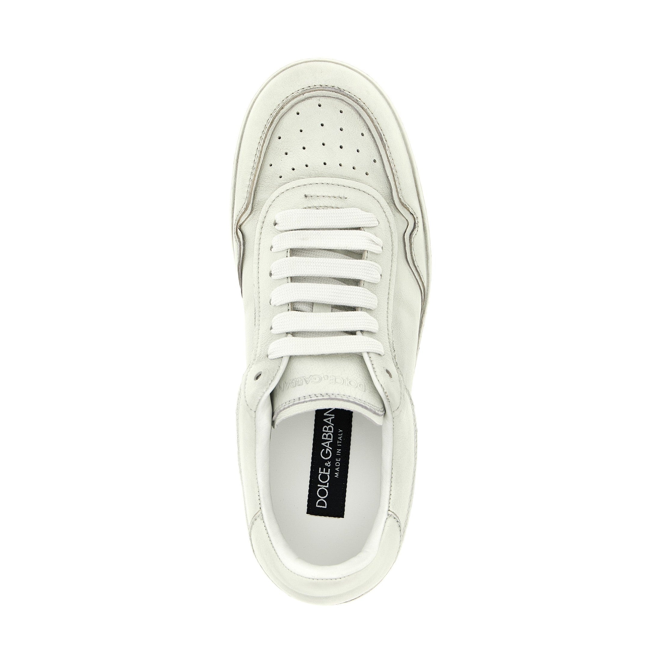 Dolce & Gabbana White Lamb Leather Low Top Sneakers