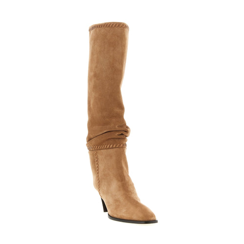 Beige Leather Over The Knee