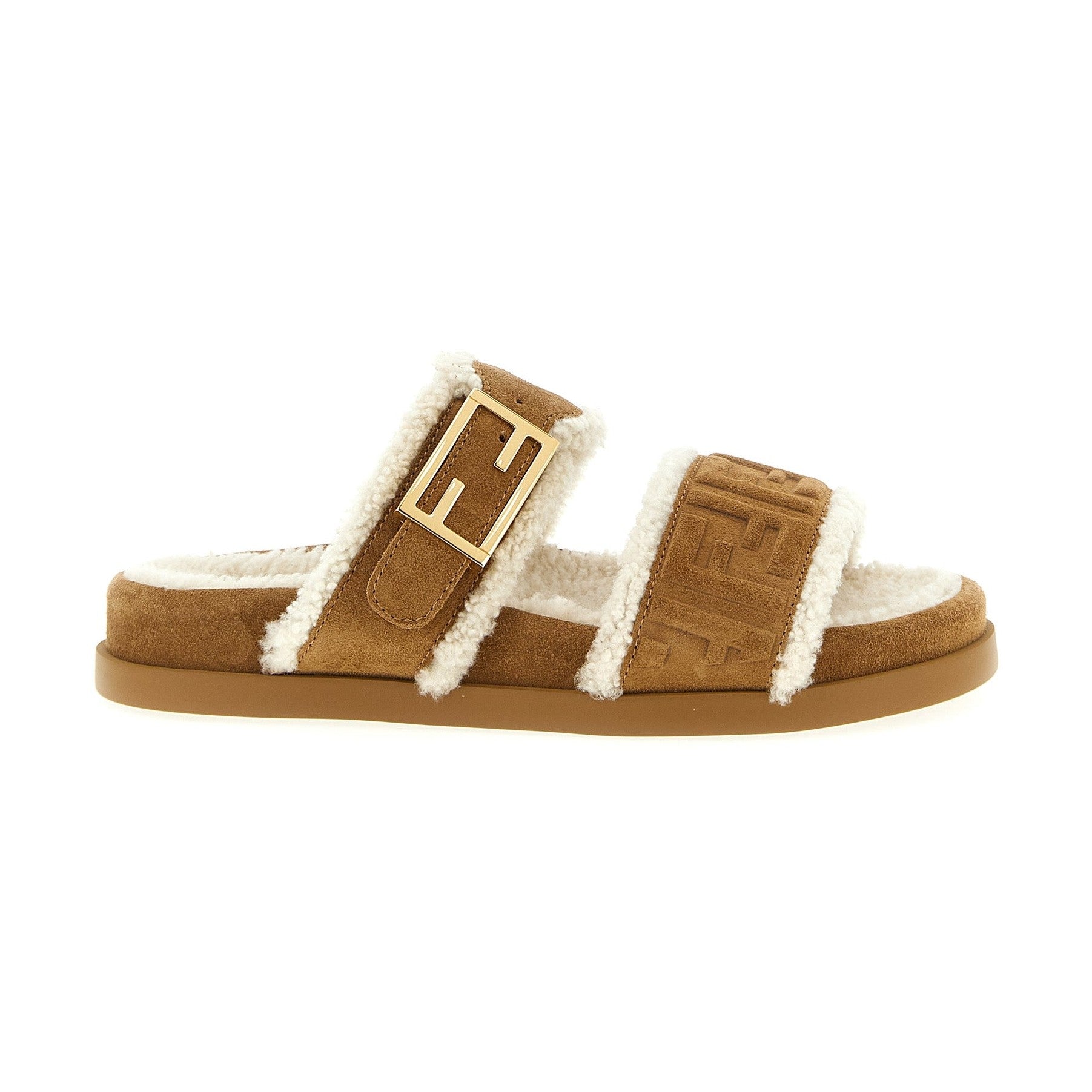Fendi Beige Calfskin Slides