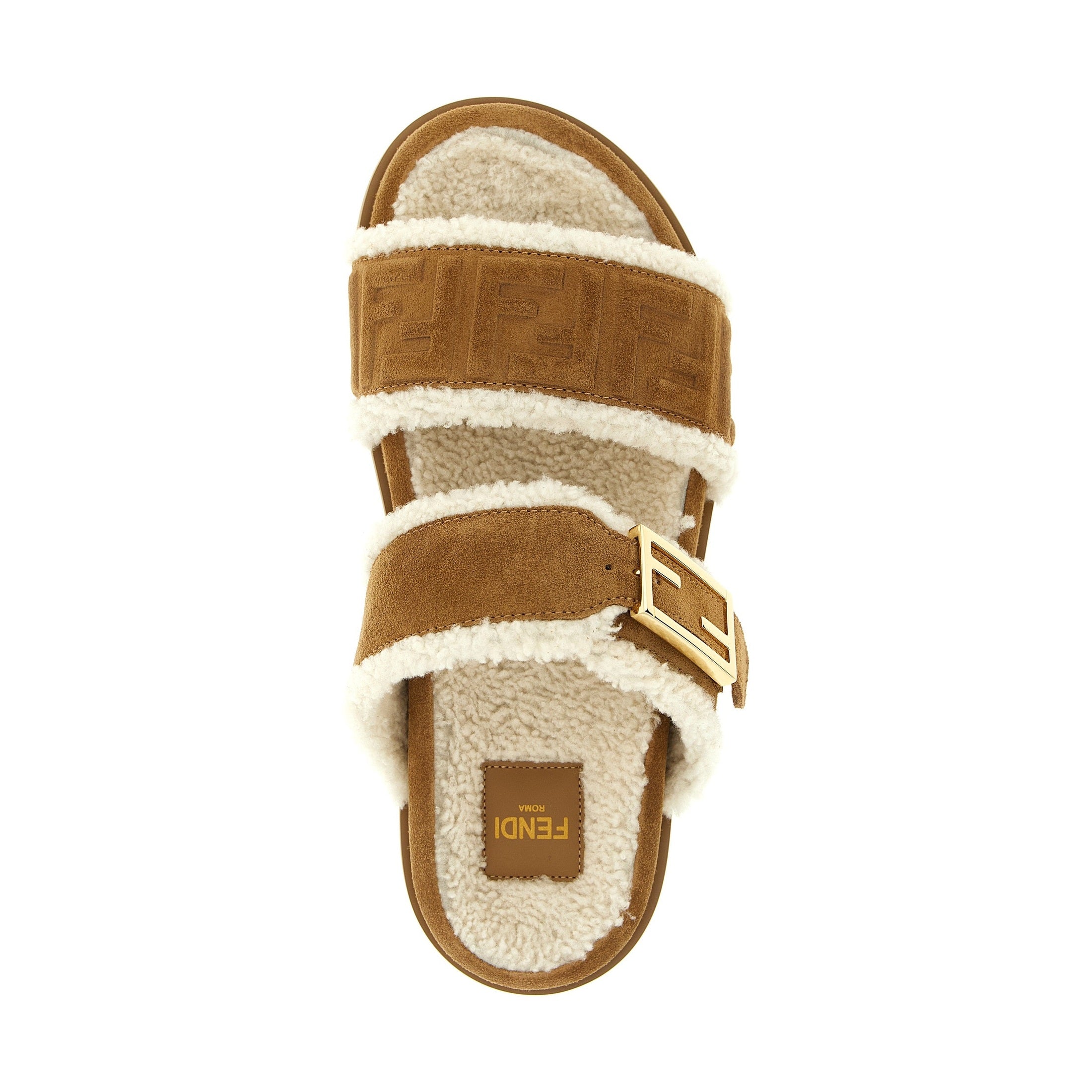 Fendi Beige Calfskin Slides