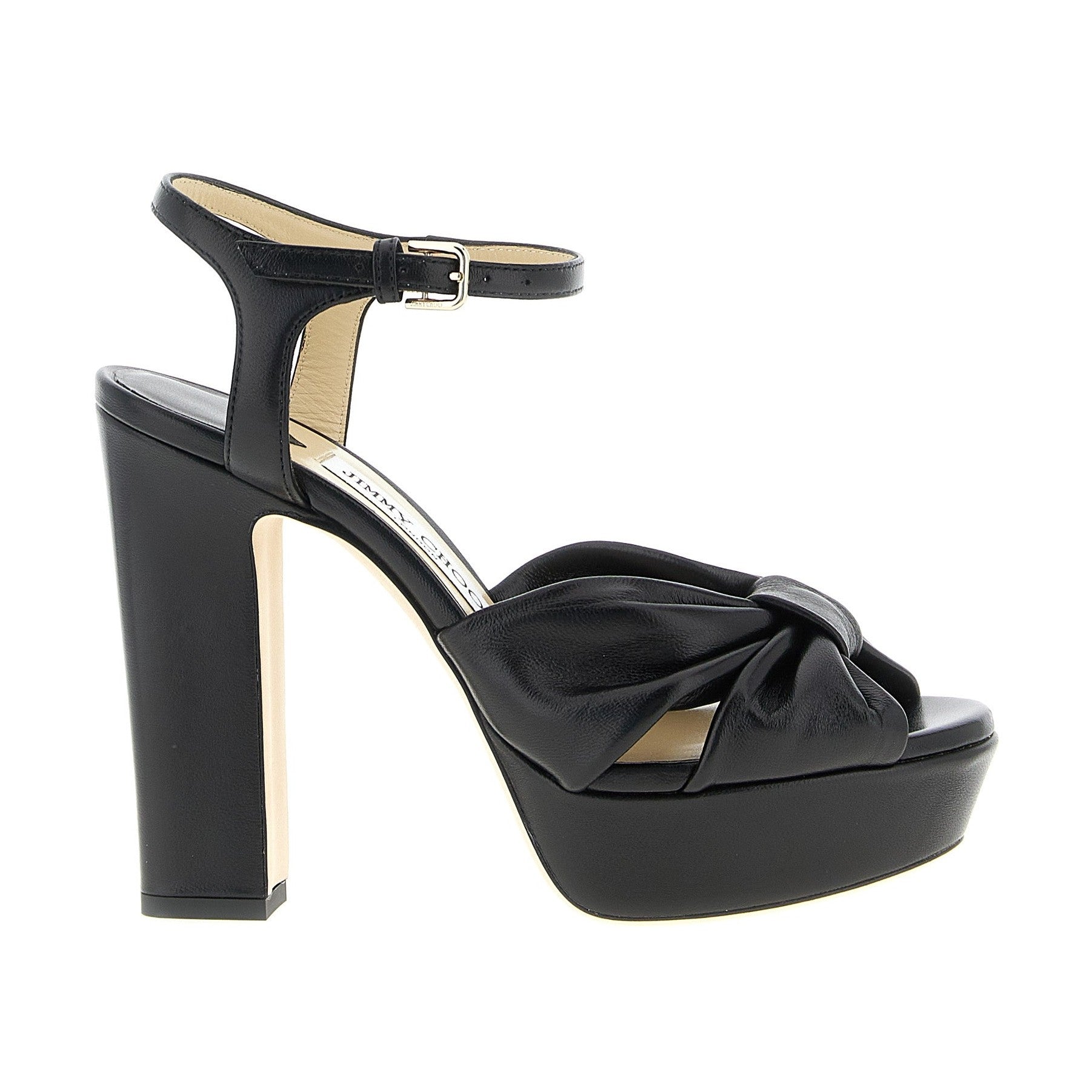 Jimmy Choo Black Leather Stiletto Heel Sandals