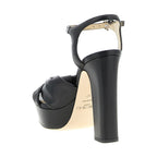 Jimmy Choo Black Leather Stiletto Heel Sandals
