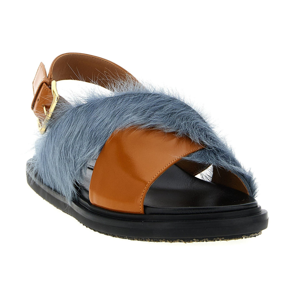 Marni Multicolor Lamb Leather Flat Sandals