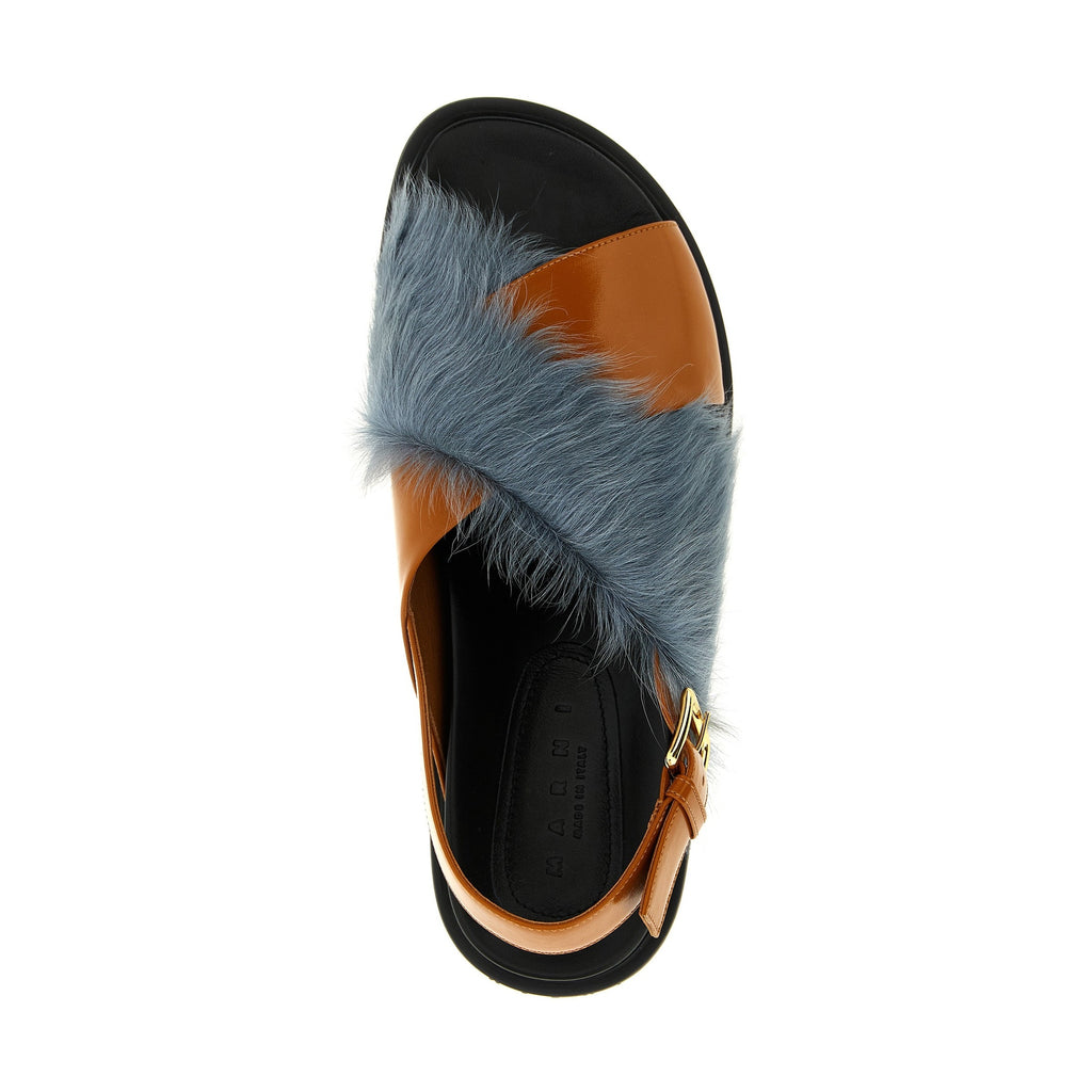 Marni Multicolor Lamb Leather Flat Sandals