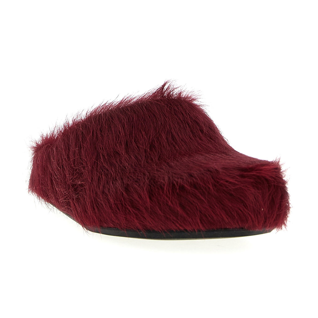 Marni Bordeaux Calfskin Clogs