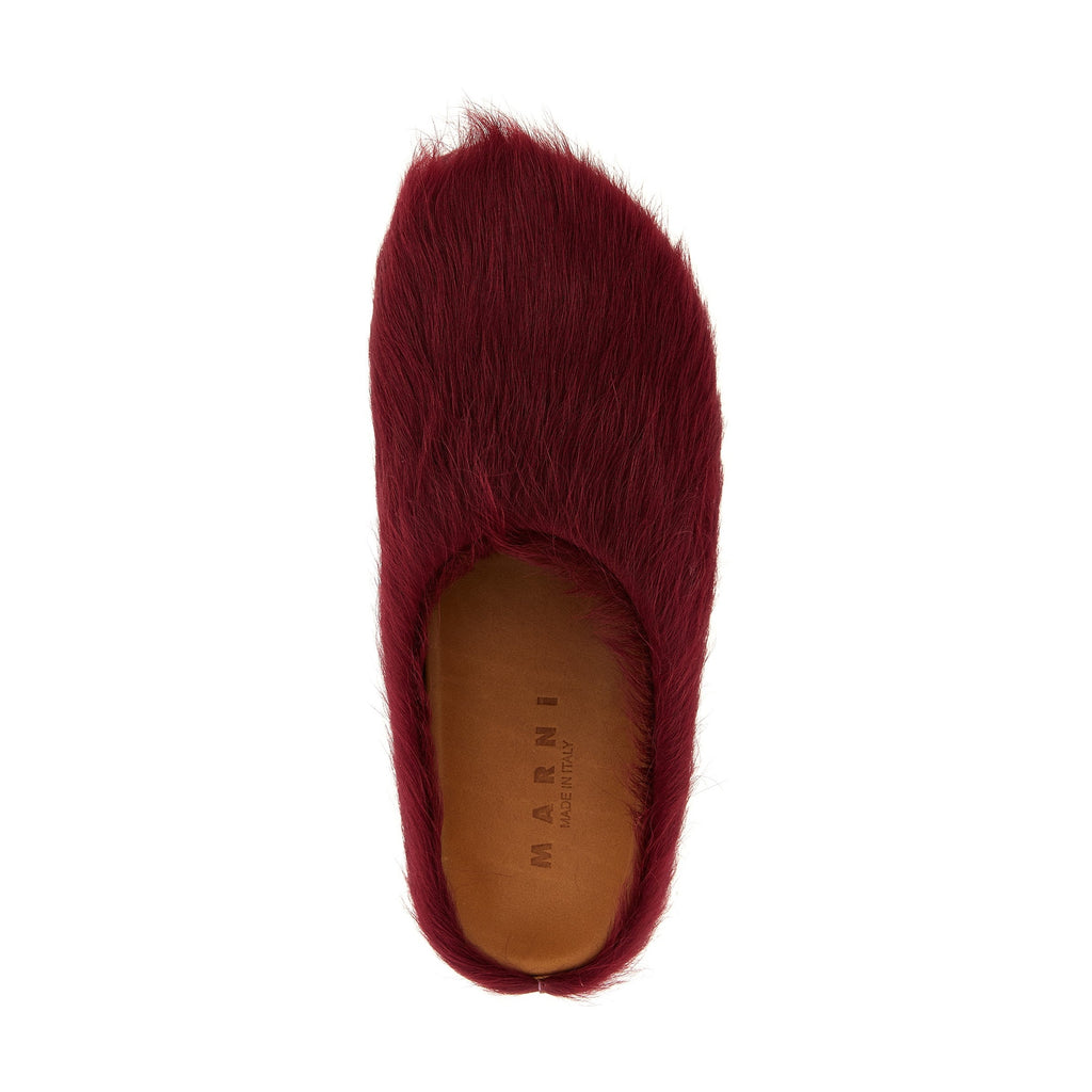 Marni Bordeaux Calfskin Clogs