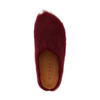 Marni Bordeaux Calfskin Clogs