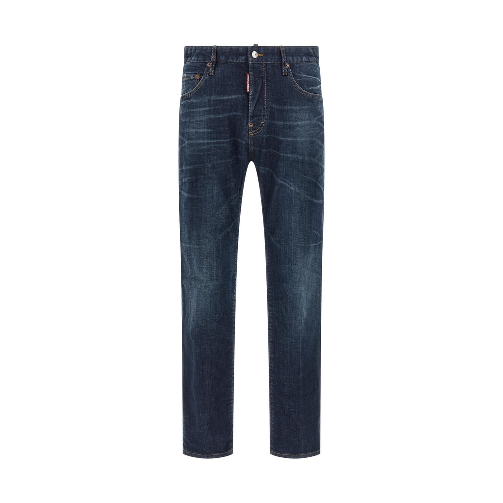 Dsquared² Blue Cotton Straight-Leg Jeans