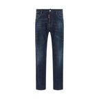 Dsquared² Blue Cotton Straight-Leg Jeans