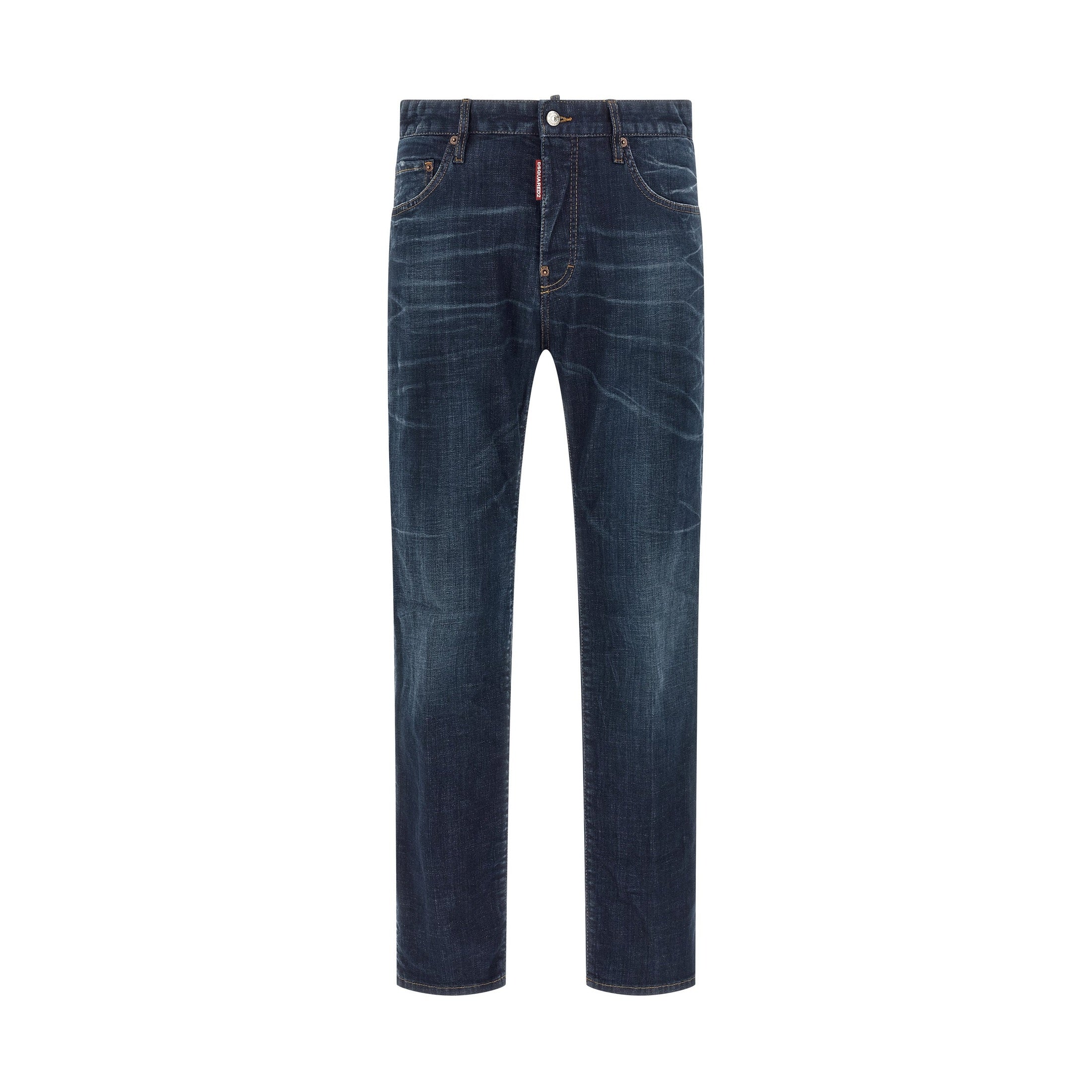 Dsquared² Blue Cotton Straight-Leg Jeans