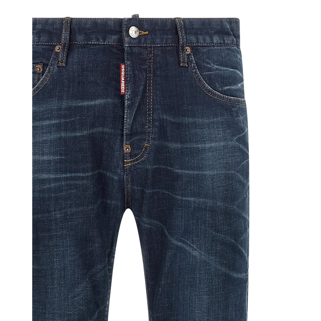 Dsquared² Blue Cotton Straight-Leg Jeans