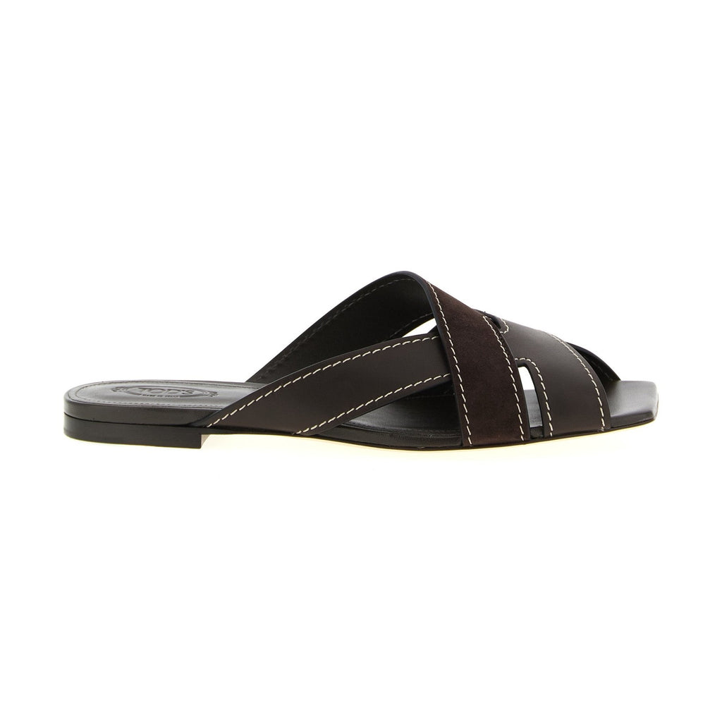 Tod's Brown Calfskin Slides