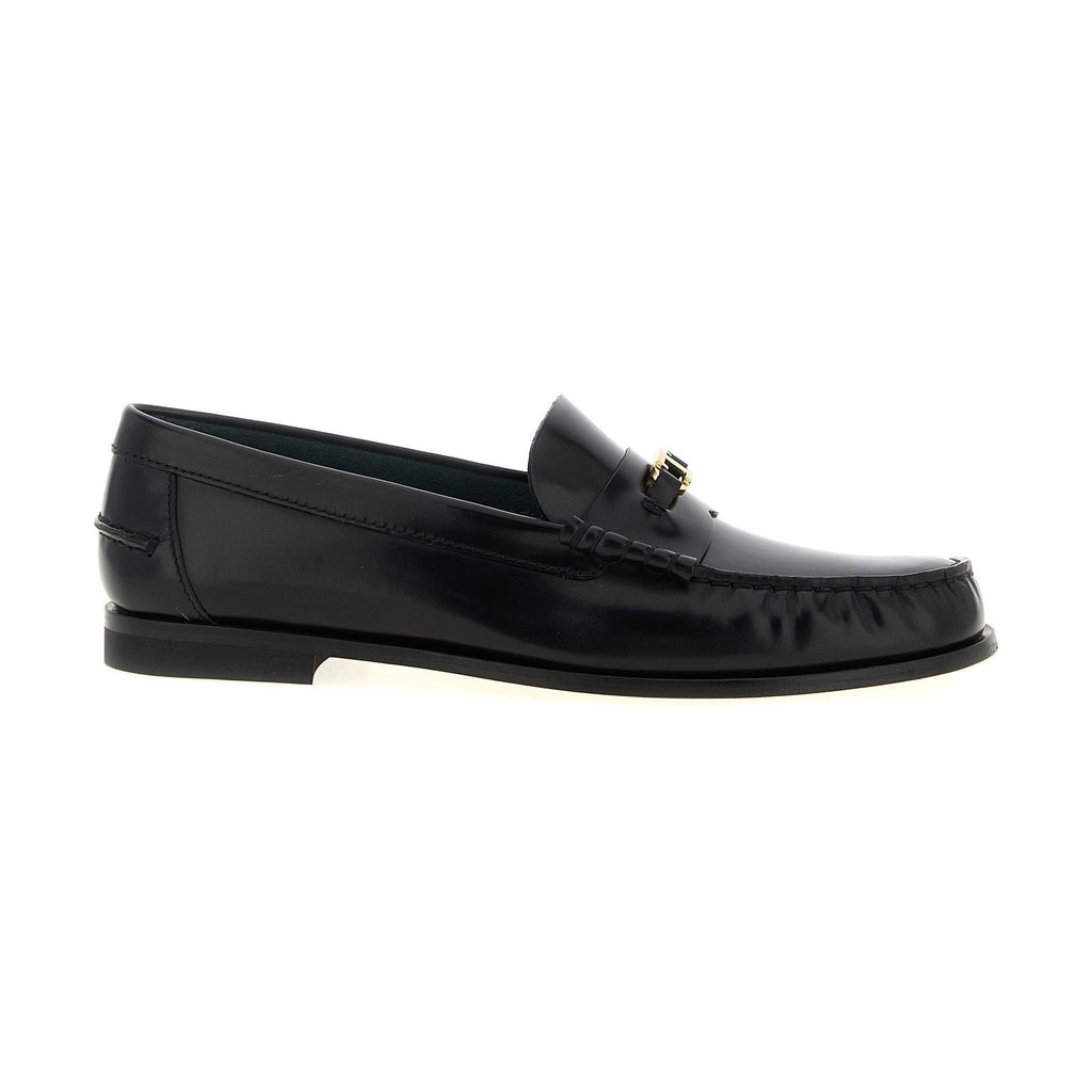 Tod's Black Calfskin Slip-On Loafers