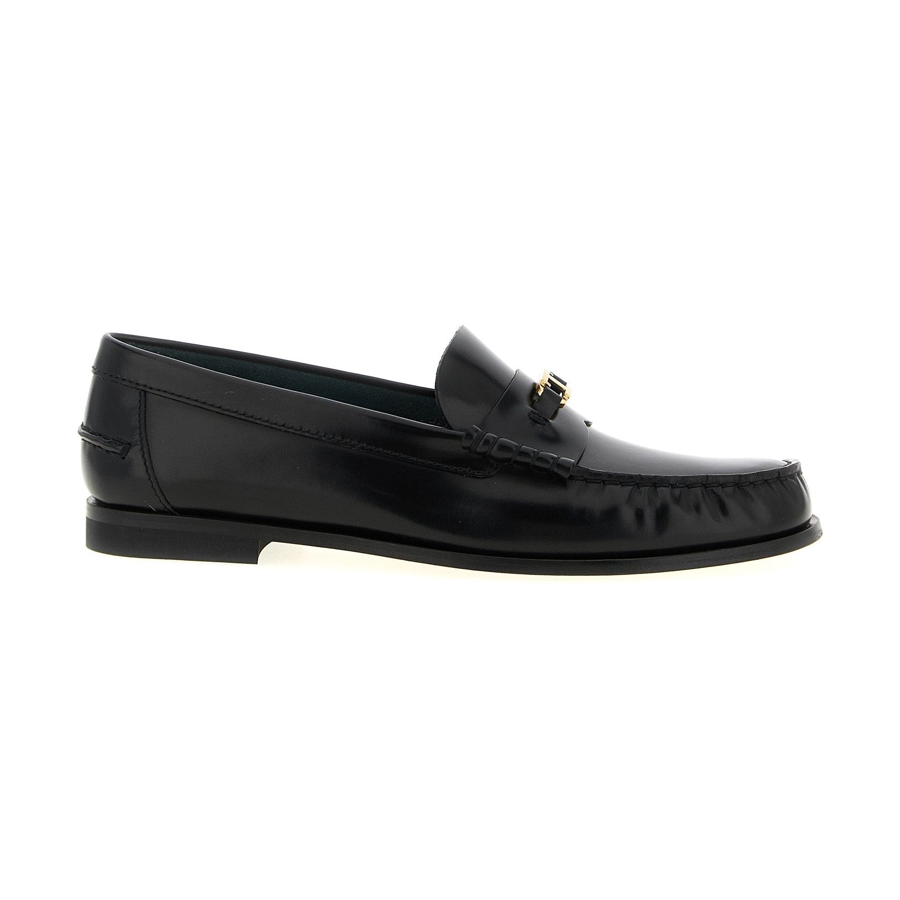 Tod's Black Calfskin Slip-On Loafers