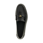 Tod's Black Calfskin Slip-On Loafers