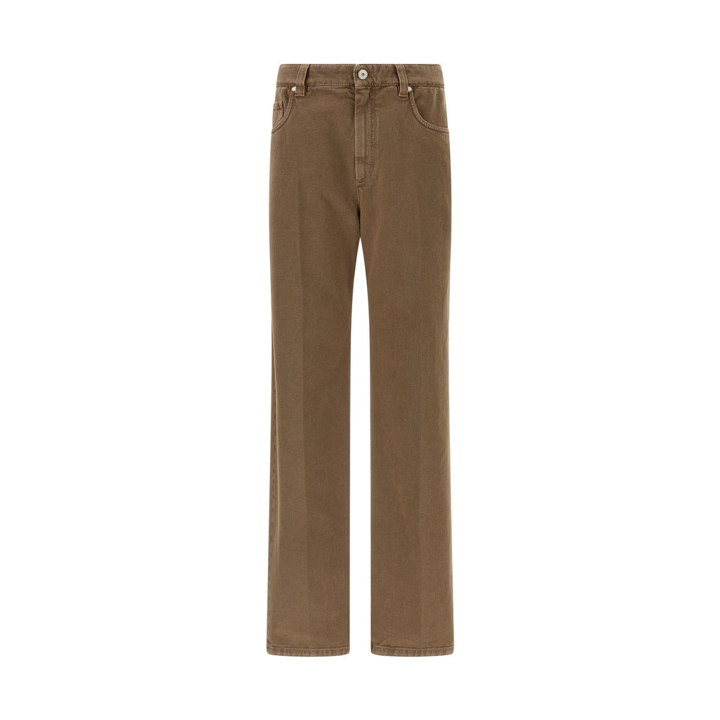 Brunello Cucinelli Beige Cotton Straight-Leg Jeans