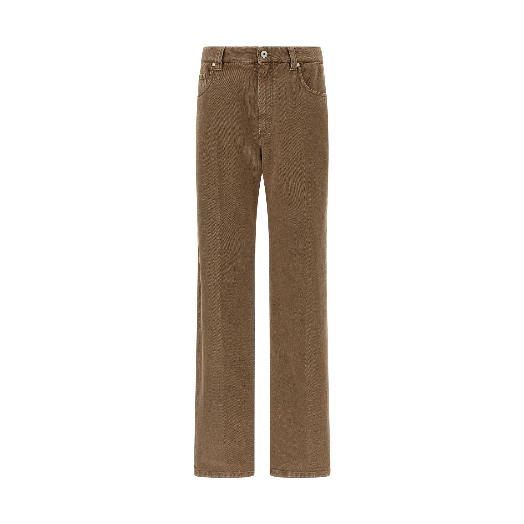Brunello Cucinelli Beige Cotton Straight-Leg Jeans