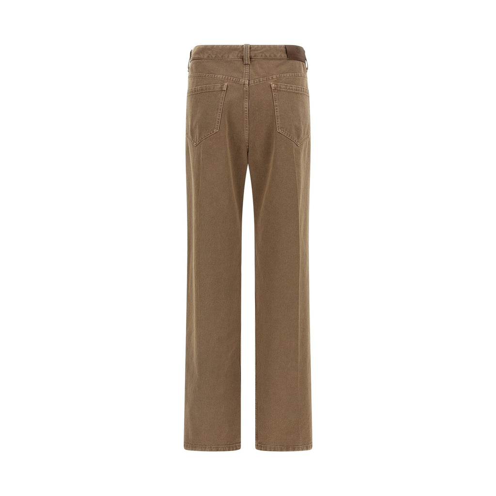 Brunello Cucinelli Beige Cotton Straight-Leg Jeans