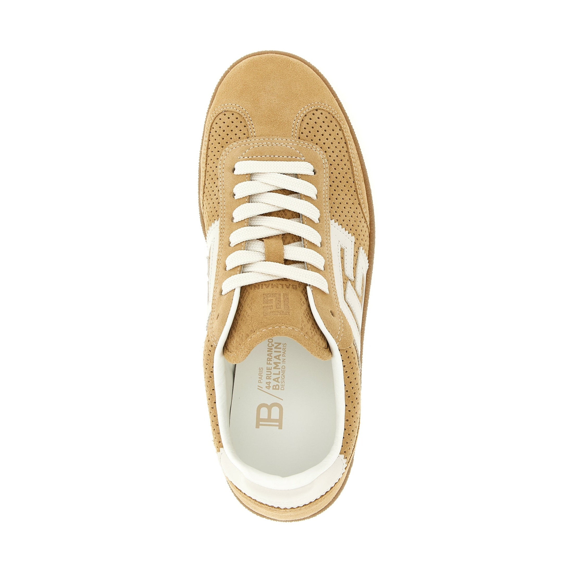 Balmain Beige Calfskin Low Top Sneakers