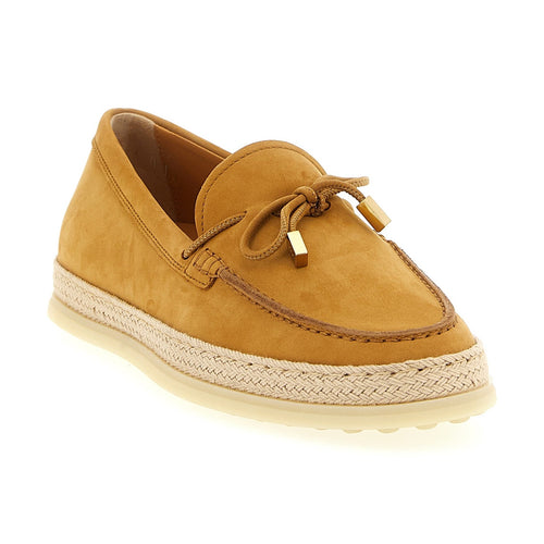 Beige Calfskin Slip-On Loafers