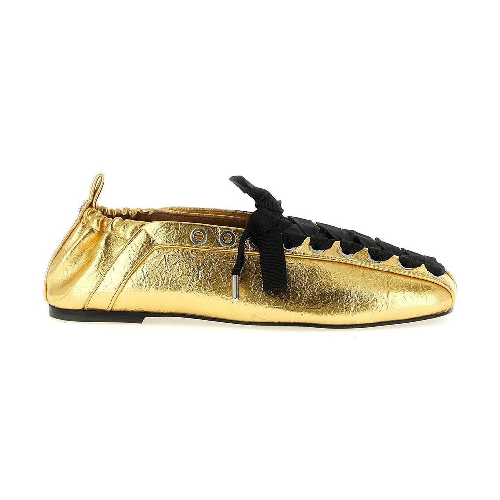 Ganni Gold Polyethylene Ballet Flats