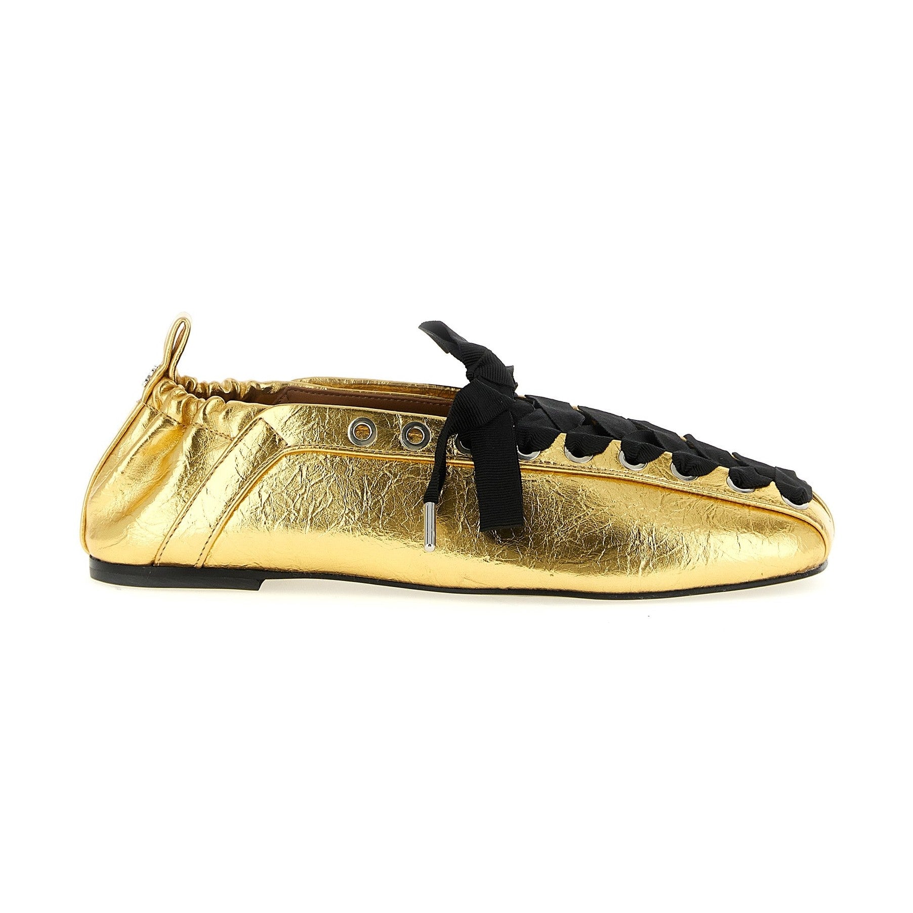 Ganni Gold Polyethylene Ballet Flats