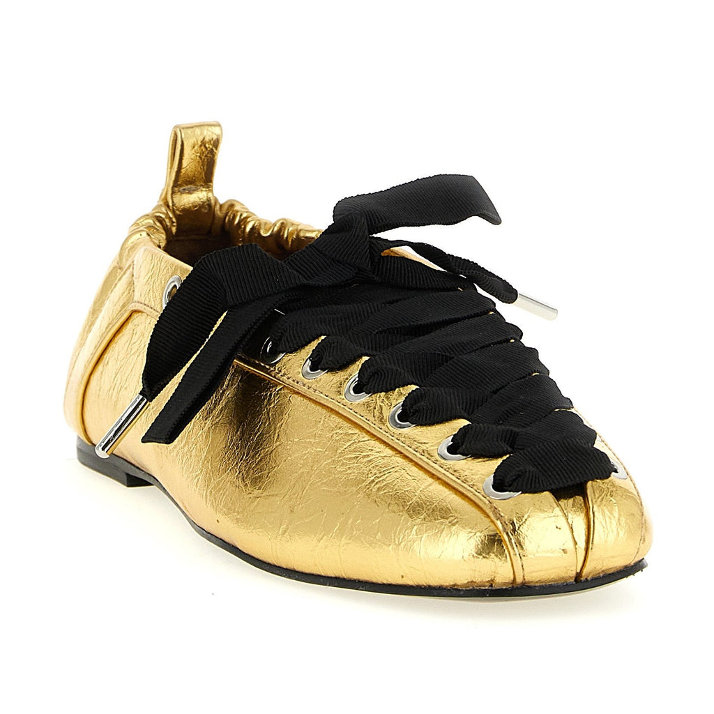 Ganni Gold Polyethylene Ballet Flats